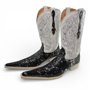 El General Sequin Western Cowboy Boot Women 8 Sharp Pointed Snip Toe Cross Black